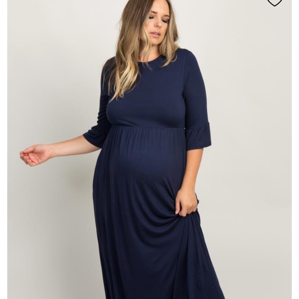 Plus Maternity Navy Maxi Dress